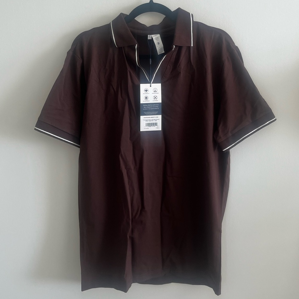 State & Liberty - Men's “The Hayes” Brown Polo Shirt (Size: L)